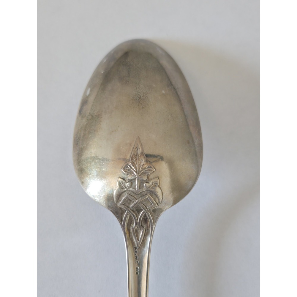Antique E.A. Tyler New Orleans Henry Hebbard Ivy Mask Coin Silver Serving Spoon - Picture 10 of 13